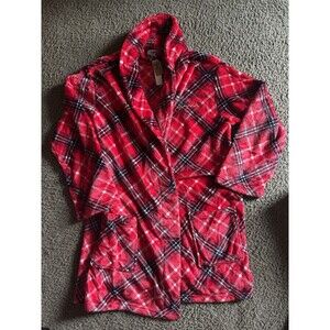 Victoria's Secret Classic Red Plaid  Sz Med/ Large Short Cozy Robe VS